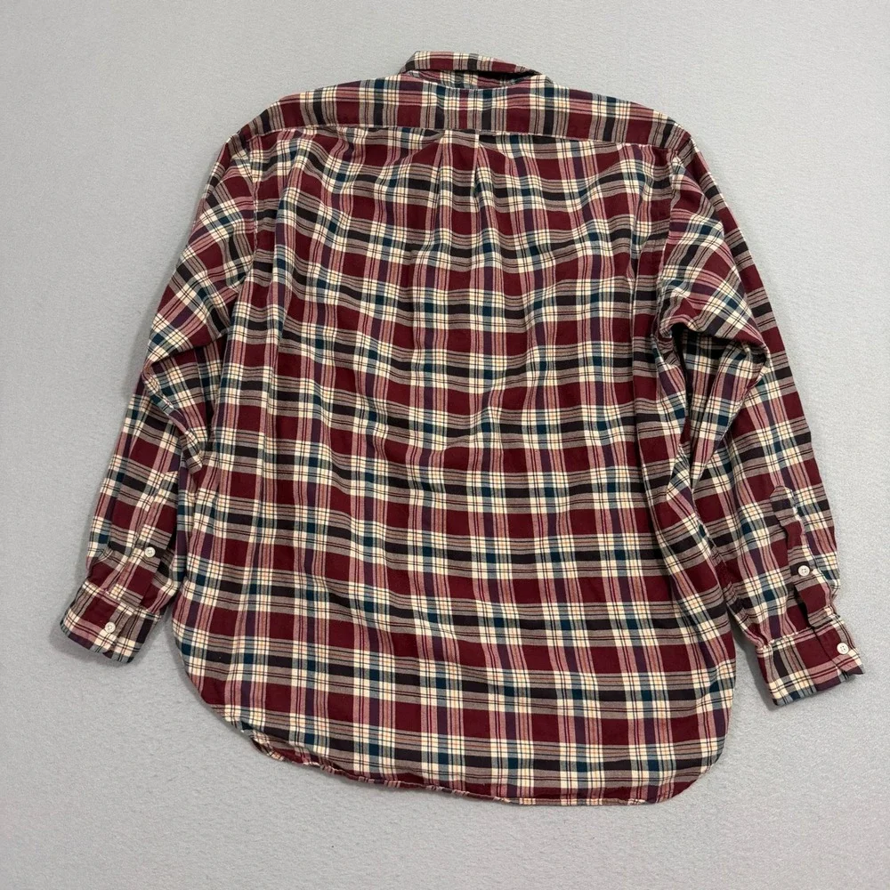 Vintage Polo Ralph Lauren Button Down Shirt Large Maroon Blaire Plaid Preppy
